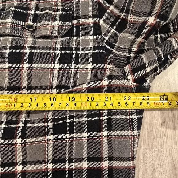 Jachs Mens Large Grey & Black Plaid Cotton Button-Up Long Sleeve Shirt Flannel. - Picture 12 of 13